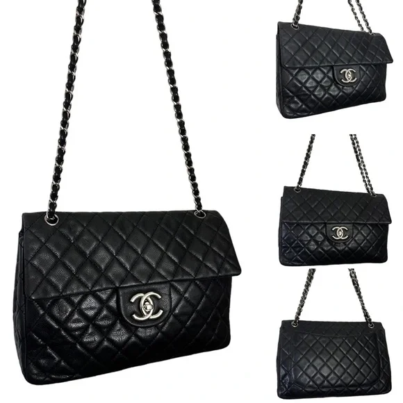 💎✨BEAUTIFUL✨💎 Chanel Quilted CC Caviar Leather Black Chain Shoulder … - Picture 14 of 17